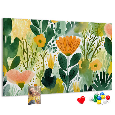 Tableau affichage liège Motif floral à feuilles vertes