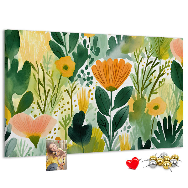 Tableau affichage liège Motif floral à feuilles vertes