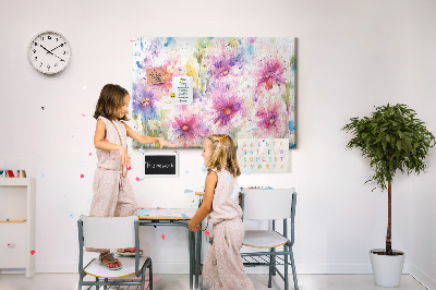Tableau affichage liège Aquarelles florales dans les tons de rose.