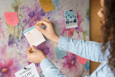 Tableau affichage liège Aquarelles florales dans les tons de rose.