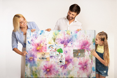 Tableau affichage liège Aquarelles florales dans les tons de rose.