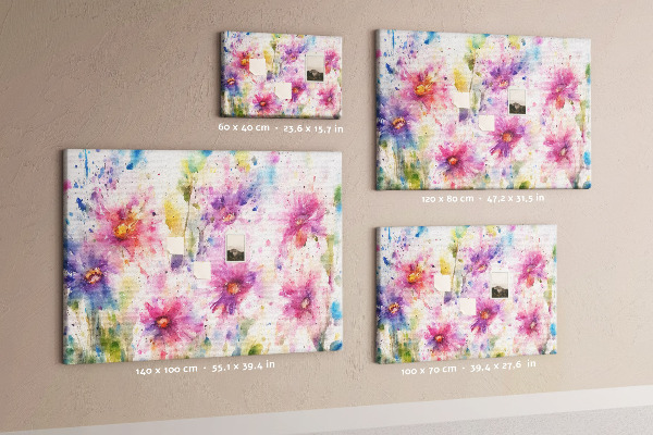 Tableau affichage liège Aquarelles florales dans les tons de rose.