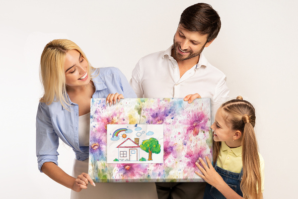 Tableau affichage liège Aquarelles florales dans les tons de rose.