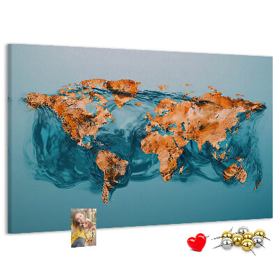 Tableau de liège Une carte du monde en eau ondulante