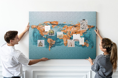 Tableau de liège Une carte du monde en eau ondulante