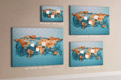 Tableau de liège Une carte du monde en eau ondulante