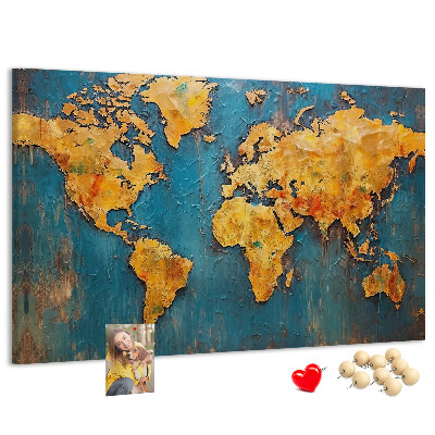 Tableau en liège Une carte du monde dans des tons chauds de brun.