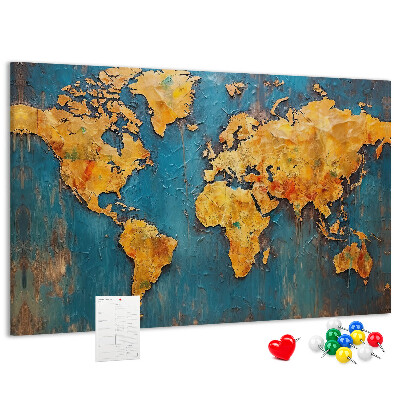 Tableau en liège Une carte du monde dans des tons chauds de brun.