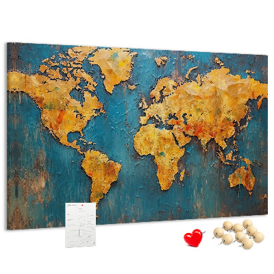 Tableau en liège Une carte du monde dans des tons chauds de brun.