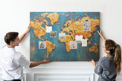 Tableau en liège Une carte du monde dans des tons chauds de brun.