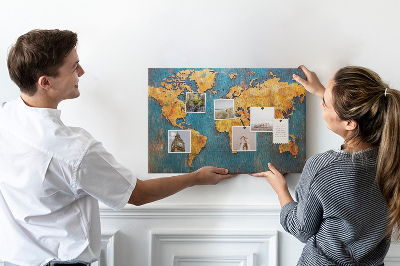 Tableau en liège Une carte du monde dans des tons chauds de brun.
