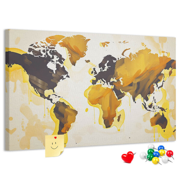 Tableau affichage liège Carte du monde abstraite aux couleurs chaudes
