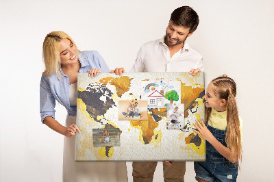 Tableau affichage liège Carte du monde abstraite aux couleurs chaudes