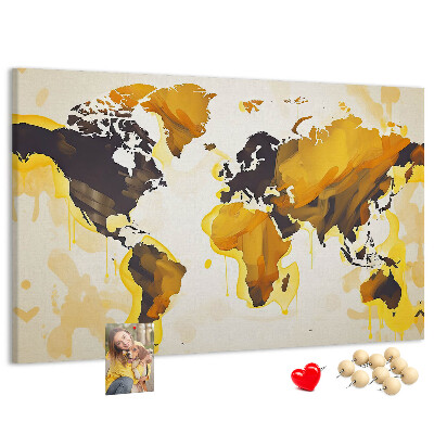 Tableau affichage liège Carte du monde abstraite aux couleurs chaudes