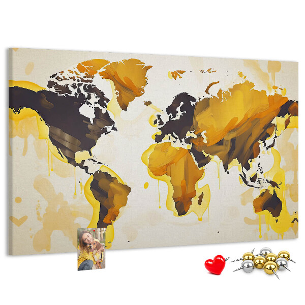 Tableau affichage liège Carte du monde abstraite aux couleurs chaudes