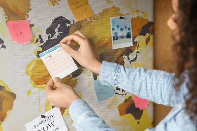 Tableau affichage liège Carte du monde abstraite aux couleurs chaudes