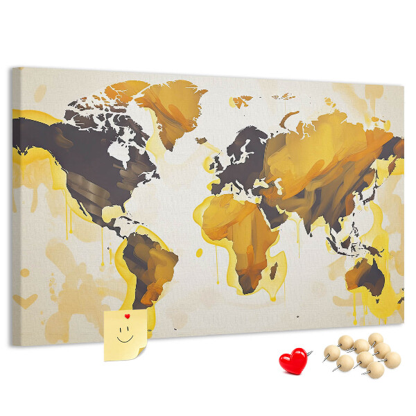 Tableau affichage liège Carte du monde abstraite aux couleurs chaudes