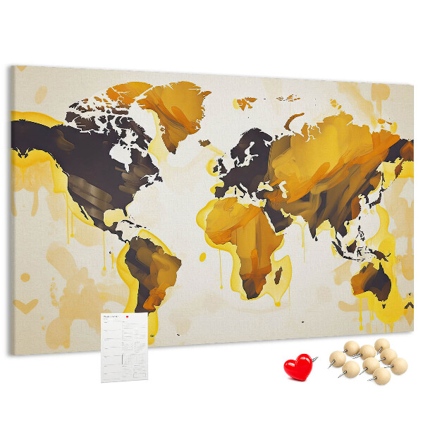 Tableau affichage liège Carte du monde abstraite aux couleurs chaudes
