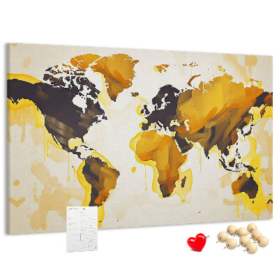 Tableau affichage liège Carte du monde abstraite aux couleurs chaudes