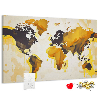 Tableau affichage liège Carte du monde abstraite aux couleurs chaudes