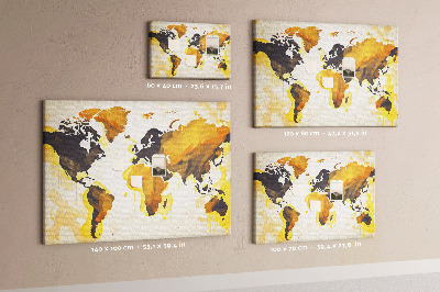 Tableau affichage liège Carte du monde abstraite aux couleurs chaudes