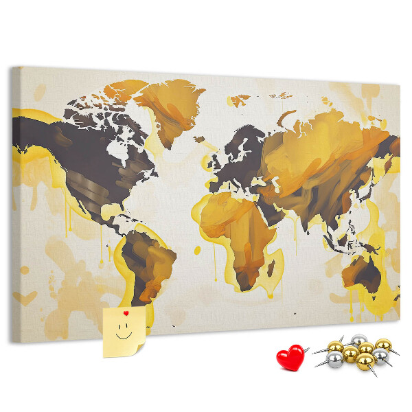 Tableau affichage liège Carte du monde abstraite aux couleurs chaudes