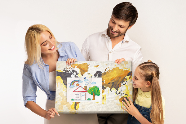 Tableau affichage liège Carte du monde abstraite aux couleurs chaudes