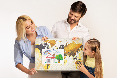 Tableau affichage liège Carte du monde abstraite aux couleurs chaudes