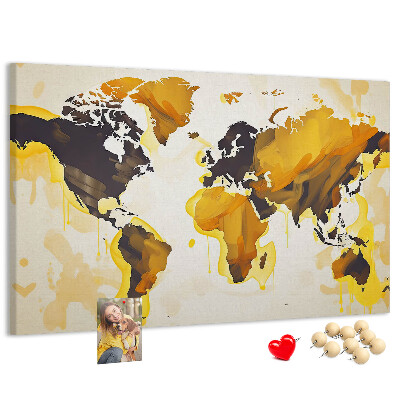 Tableau affichage liège Carte du monde abstraite aux couleurs chaudes