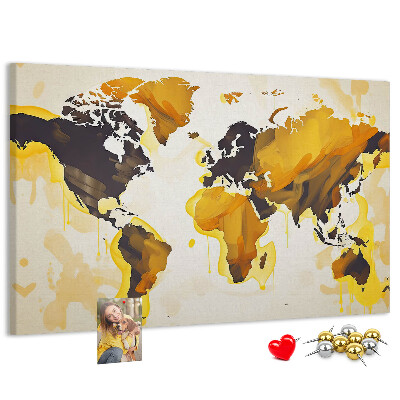 Tableau affichage liège Carte du monde abstraite aux couleurs chaudes
