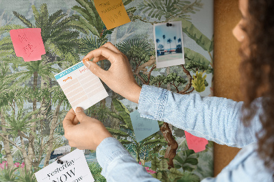 Tableau en liège Forêt tropicale peuplée d'animaux et d'oiseaux sauvages