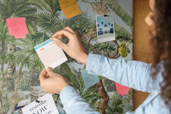 Tableau en liège Forêt tropicale peuplée d'animaux et d'oiseaux sauvages