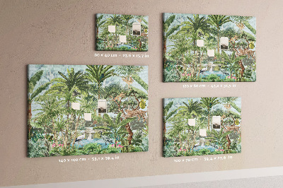 Tableau en liège Forêt tropicale peuplée d'animaux et d'oiseaux sauvages