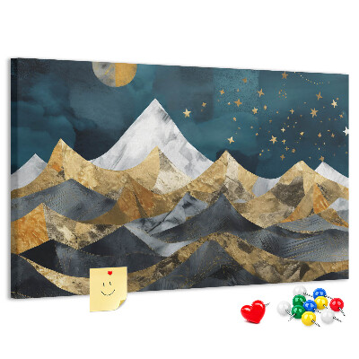 Tableau affichage liège Montagnes dorées sous le ciel nocturne