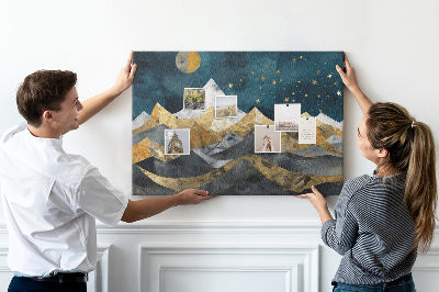 Tableau affichage liège Montagnes dorées sous le ciel nocturne