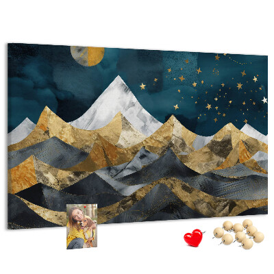 Tableau affichage liège Montagnes dorées sous le ciel nocturne