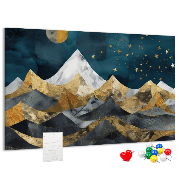 Tableau affichage liège Montagnes dorées sous le ciel nocturne