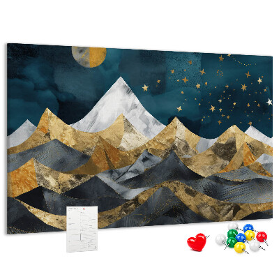 Tableau affichage liège Montagnes dorées sous le ciel nocturne