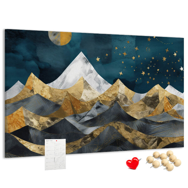 Tableau affichage liège Montagnes dorées sous le ciel nocturne