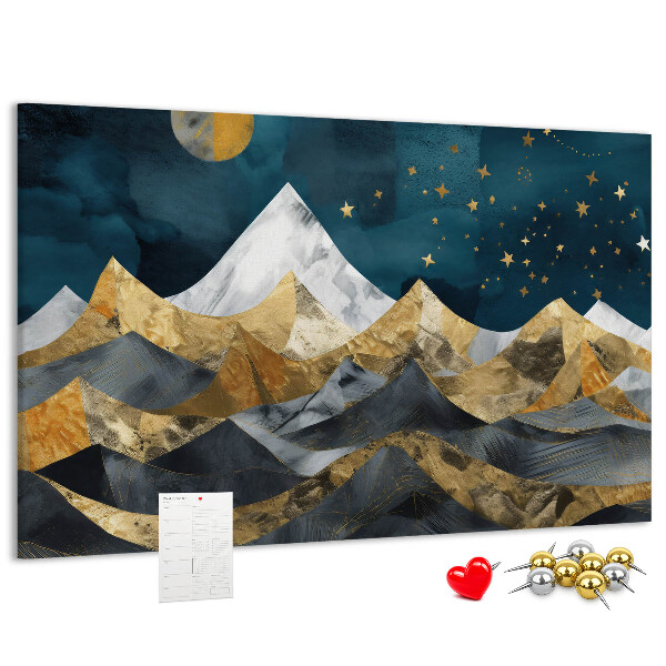 Tableau affichage liège Montagnes dorées sous le ciel nocturne