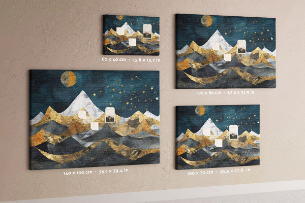 Tableau affichage liège Montagnes dorées sous le ciel nocturne