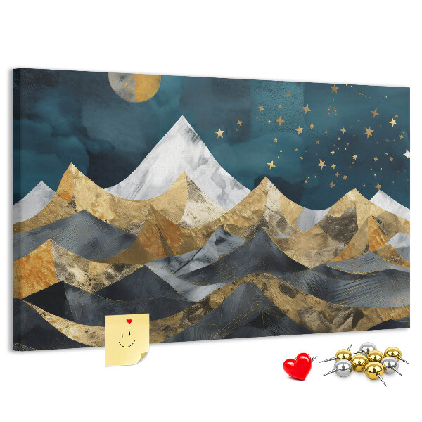 Tableau affichage liège Montagnes dorées sous le ciel nocturne