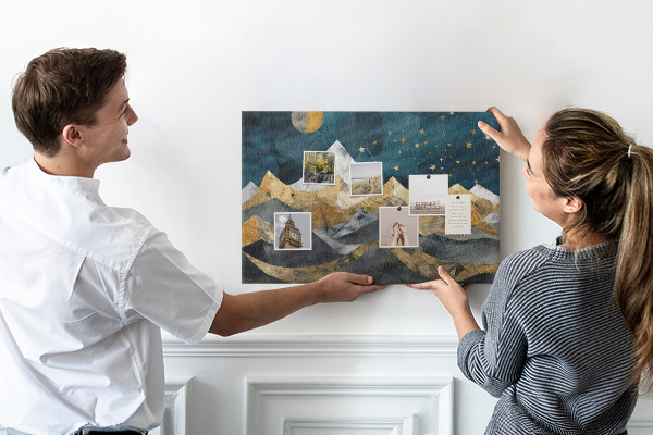 Tableau affichage liège Montagnes dorées sous le ciel nocturne