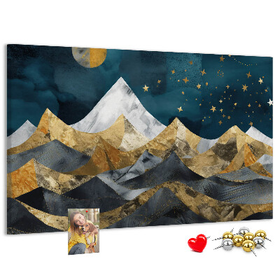 Tableau affichage liège Montagnes dorées sous le ciel nocturne