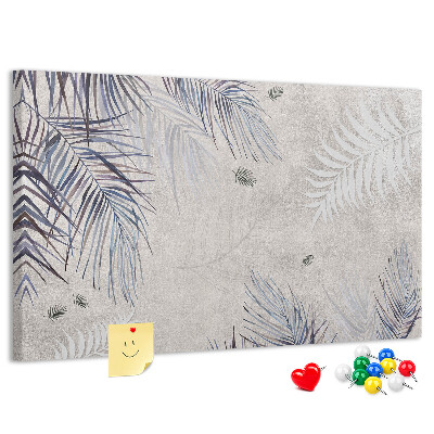 Tableau de liège Feuilles délicates sur fond gris