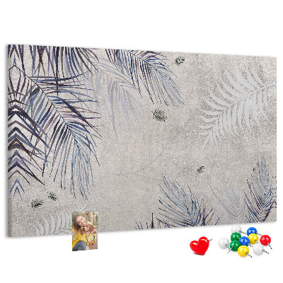 Tableau de liège Feuilles délicates sur fond gris