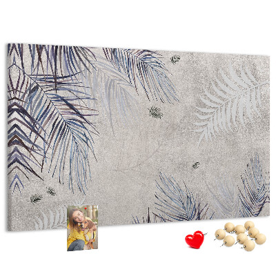 Tableau de liège Feuilles délicates sur fond gris