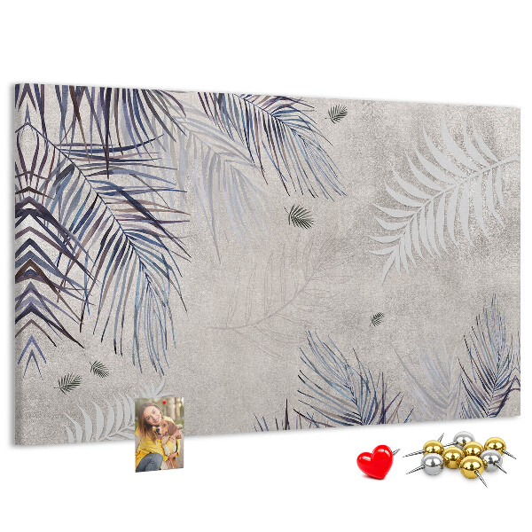 Tableau de liège Feuilles délicates sur fond gris