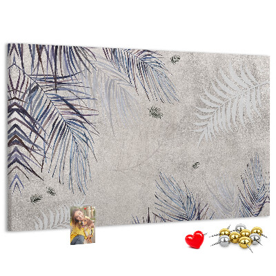Tableau de liège Feuilles délicates sur fond gris