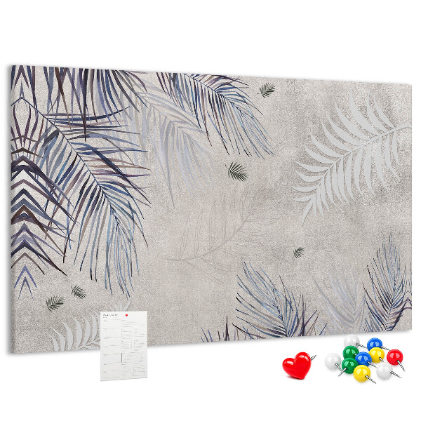 Tableau de liège Feuilles délicates sur fond gris